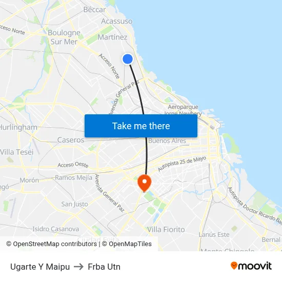 Ugarte Y Maipu to Frba Utn map