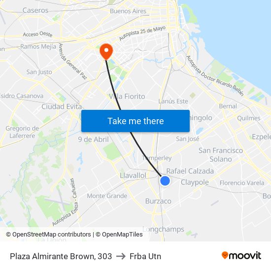 Plaza Almirante Brown, 303 to Frba Utn map