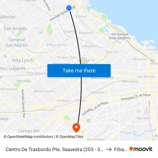 Centro De Trasbordo Pte. Saavedra (203 - 365 X Panamericana) to Frba Utn map