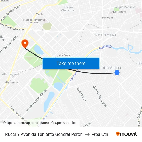 Rucci Y Avenida Teniente General Perón to Frba Utn map