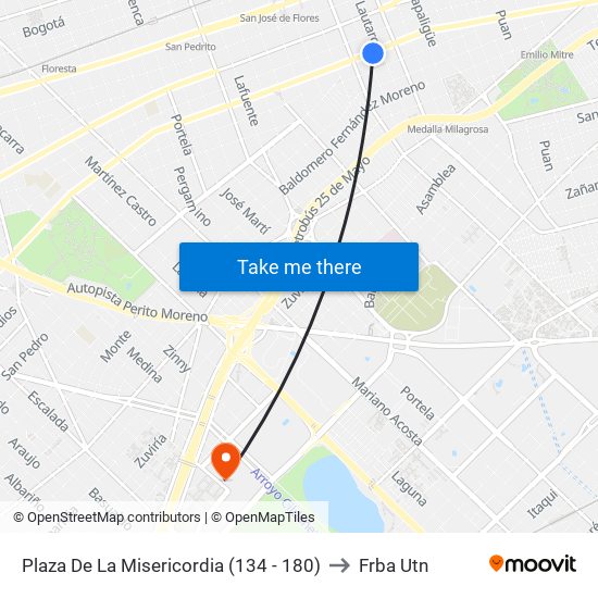 Plaza De La Misericordia (134 - 180) to Frba Utn map