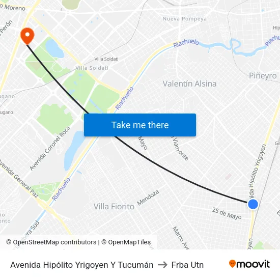 Avenida Hipólito Yrigoyen Y Tucumán to Frba Utn map