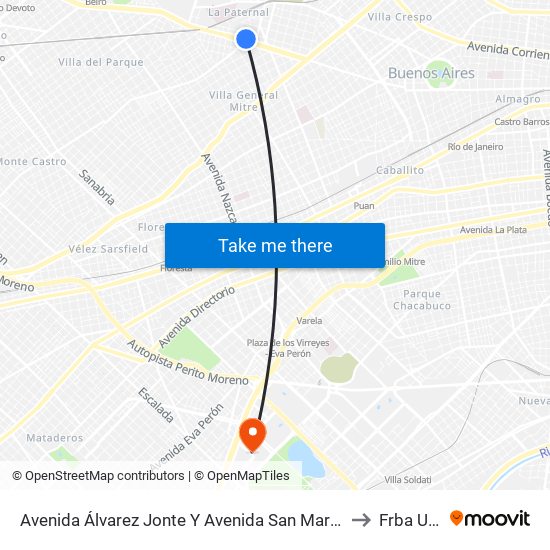 Avenida Álvarez Jonte Y Avenida San Martín to Frba Utn map