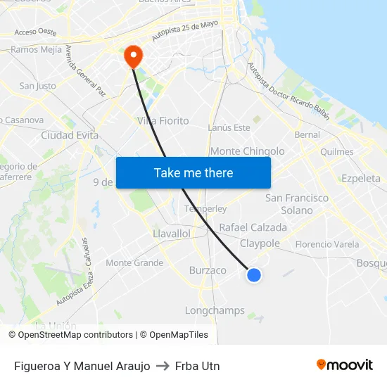 Figueroa Y Manuel Araujo to Frba Utn map