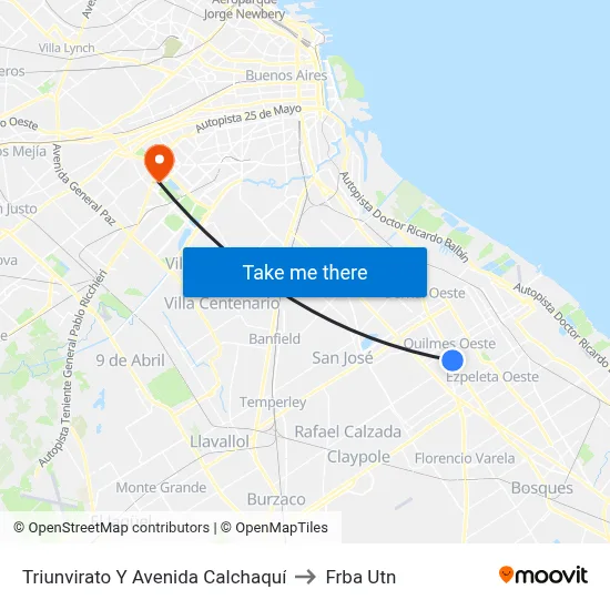 Triunvirato Y Avenida Calchaquí to Frba Utn map