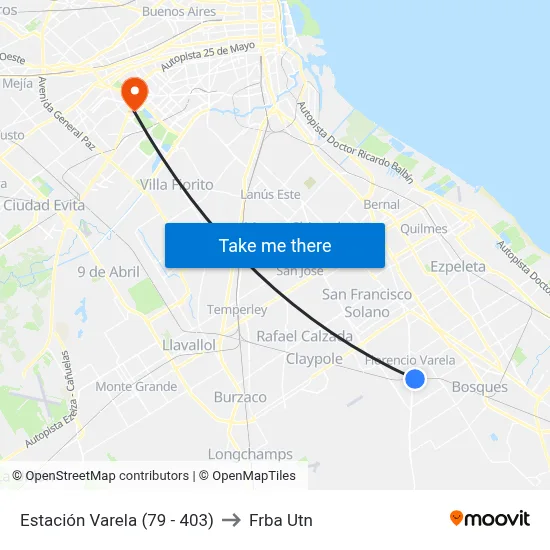 Estación Varela (79 - 403) to Frba Utn map