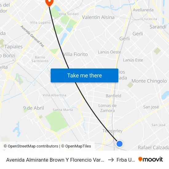 Avenida Almirante Brown Y Florencio Varela to Frba Utn map