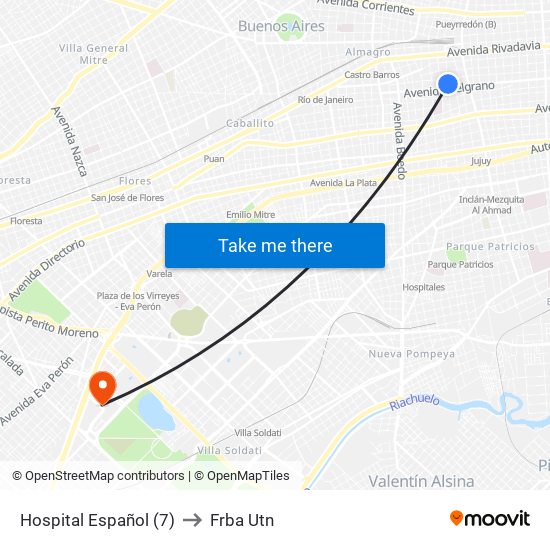 Hospital Español (7) to Frba Utn map