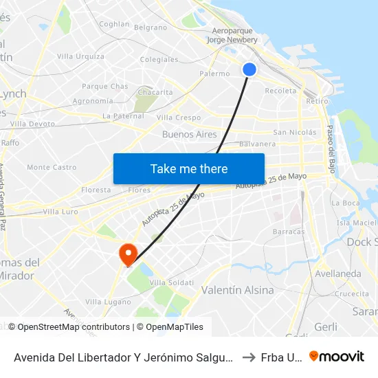 Avenida Del Libertador Y Jerónimo Salguero to Frba Utn map