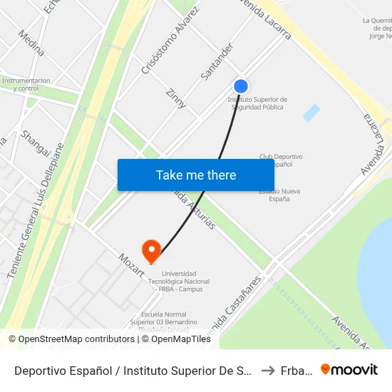 Deportivo Español / Instituto Superior De Seguridad Pública to Frba Utn map