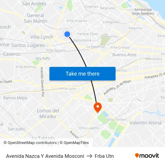 Avenida Nazca Y Avenida Mosconi to Frba Utn map