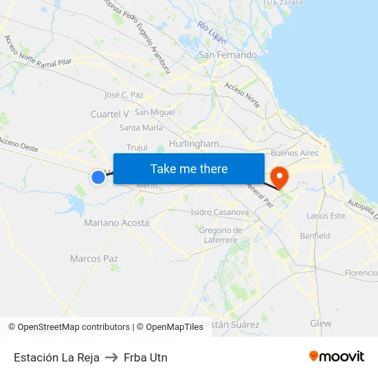 Estación La Reja to Frba Utn map