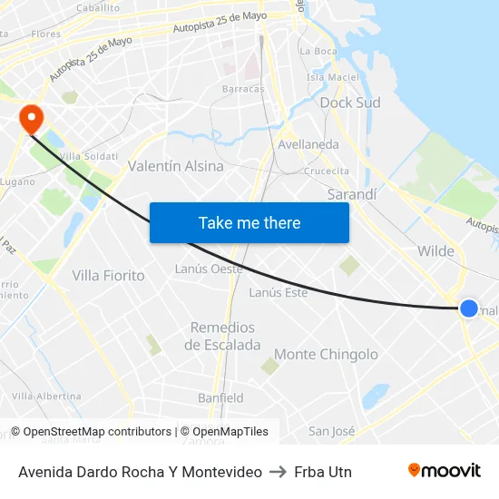 Avenida Dardo Rocha Y Montevideo to Frba Utn map