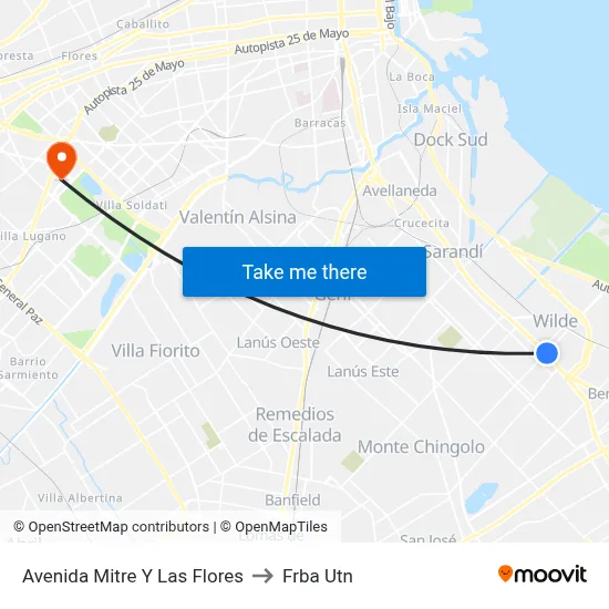 Avenida Mitre Y Las Flores to Frba Utn map