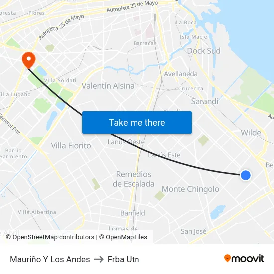 Mauriño Y Los Andes to Frba Utn map