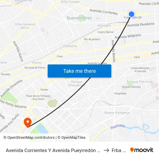 Avenida Corrientes Y Avenida Pueyrredón (24 - 26) to Frba Utn map