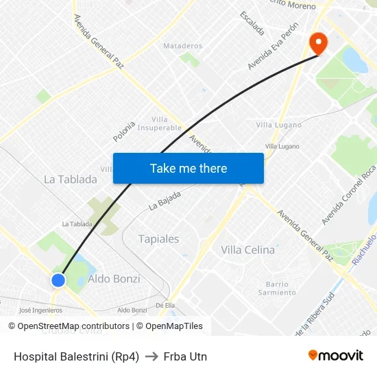 Hospital Balestrini (Rp4) to Frba Utn map