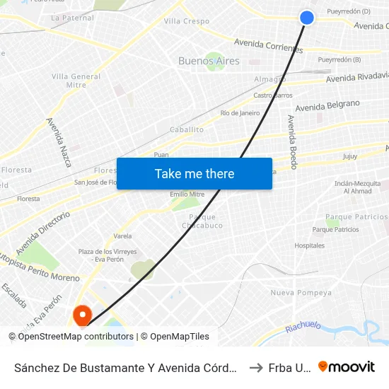 Sánchez De Bustamante Y Avenida Córdoba to Frba Utn map