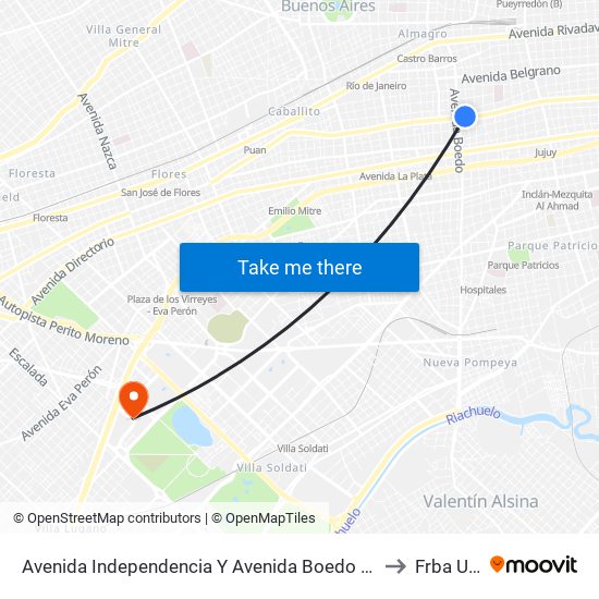 Avenida Independencia Y Avenida Boedo (96) to Frba Utn map