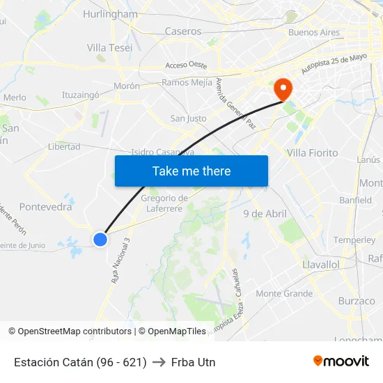 Estación Catán (96 - 621) to Frba Utn map