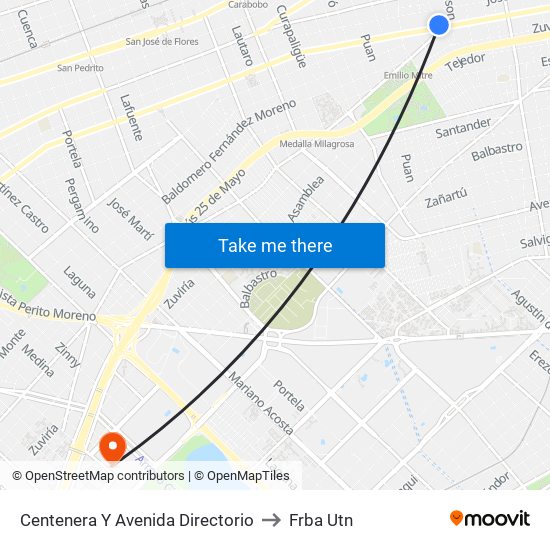 Centenera Y Avenida Directorio to Frba Utn map
