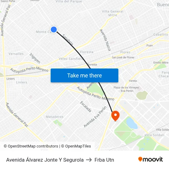 Avenida Álvarez Jonte Y Segurola to Frba Utn map