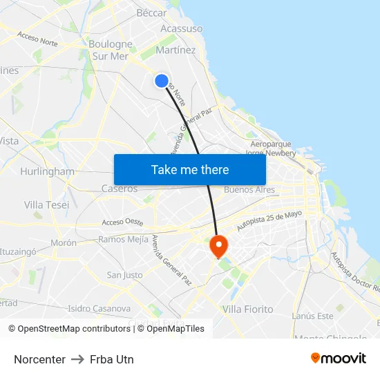 Norcenter to Frba Utn map