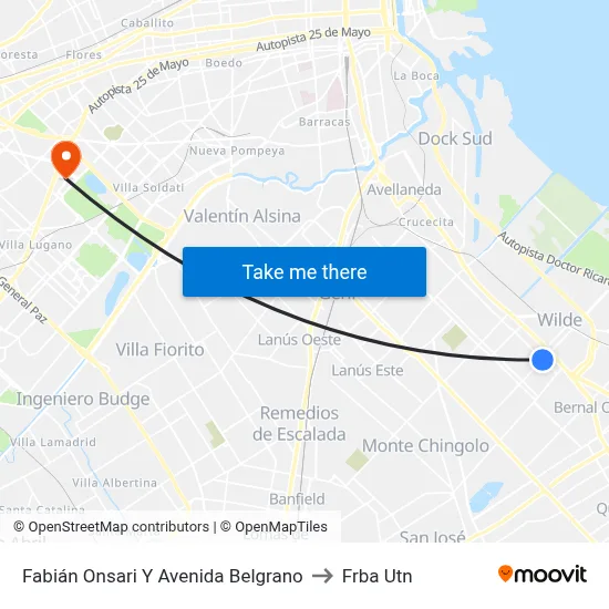 Fabián Onsari Y Avenida Belgrano to Frba Utn map