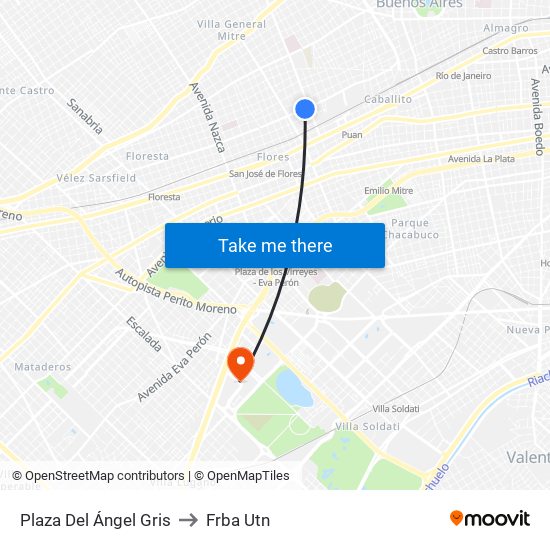 Plaza Del Ángel Gris to Frba Utn map
