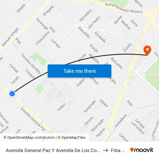 Avenida General Paz Y Avenida De Los Corrales to Frba Utn map