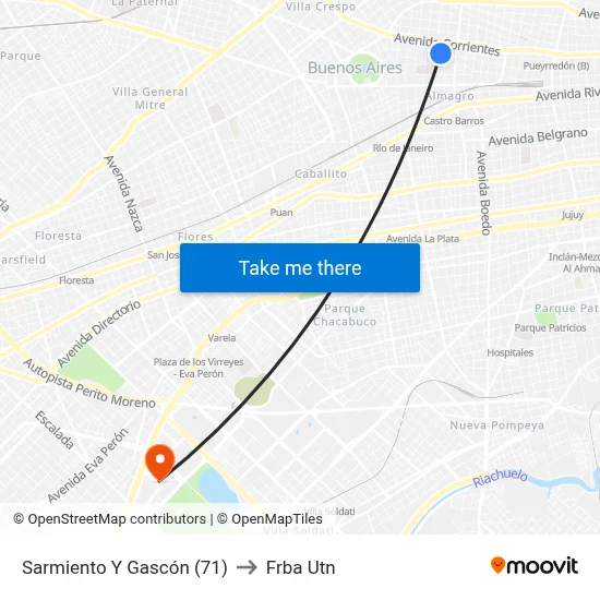 Sarmiento Y Gascón (71) to Frba Utn map