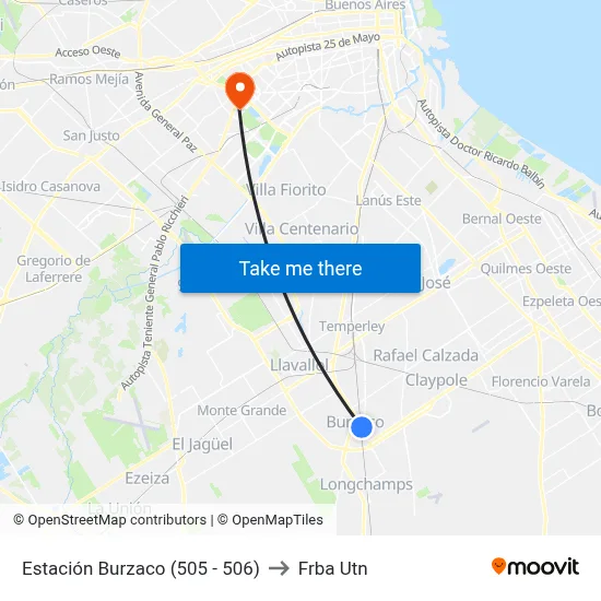 Estación Burzaco (505 - 506) to Frba Utn map