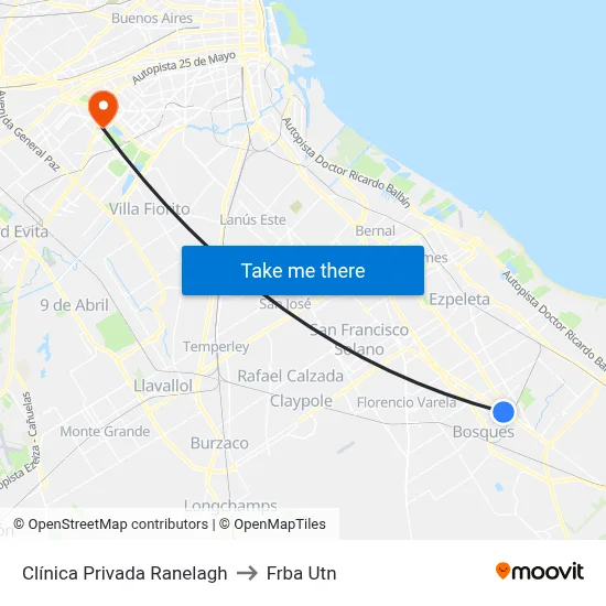 Clínica Privada Ranelagh to Frba Utn map