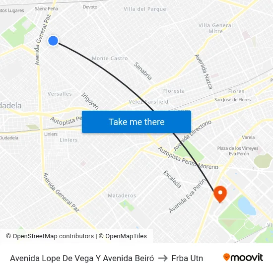 Avenida Lope De Vega Y Avenida Beiró to Frba Utn map