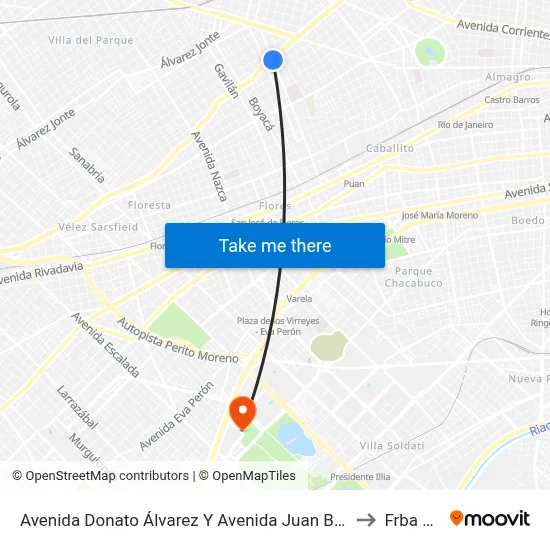 Avenida Donato Álvarez Y Avenida Juan B. Justo to Frba Utn map