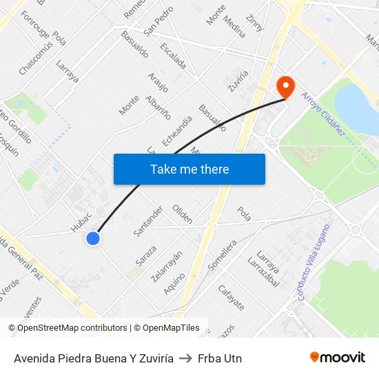 Avenida Piedra Buena Y Zuviría to Frba Utn map