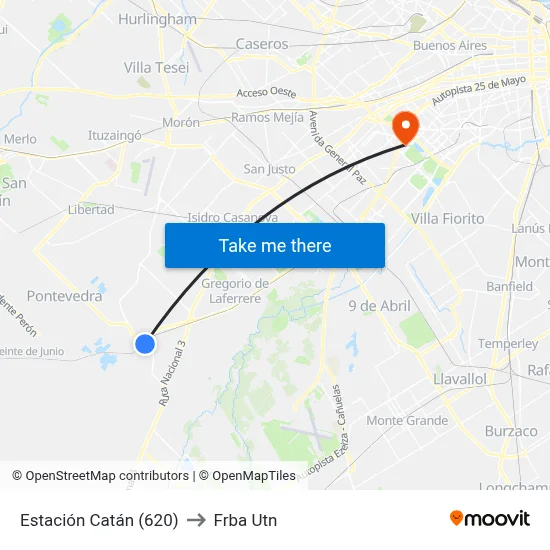 Estación Catán (620) to Frba Utn map