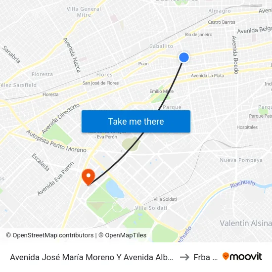 Avenida José María Moreno Y Avenida Alberdi (42 - 135) to Frba Utn map