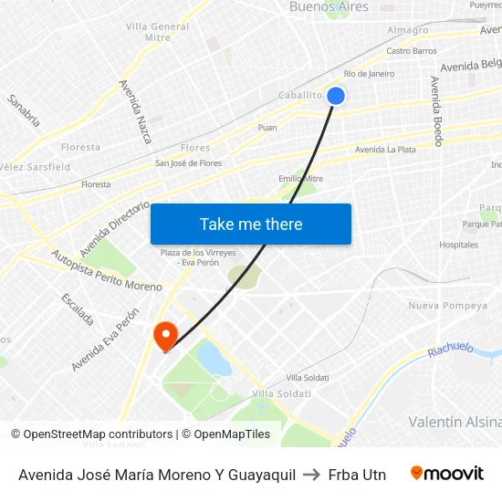 Avenida José María Moreno Y Guayaquil to Frba Utn map
