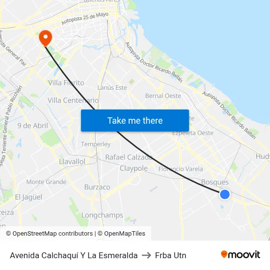 Avenida Calchaquí Y La Esmeralda to Frba Utn map