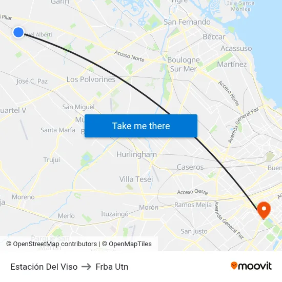 Estación Del Viso to Frba Utn map