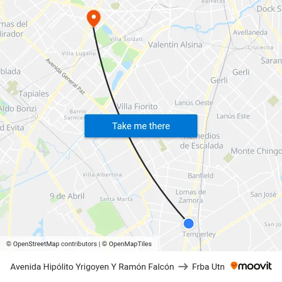 Avenida Hipólito Yrigoyen Y Ramón Falcón to Frba Utn map