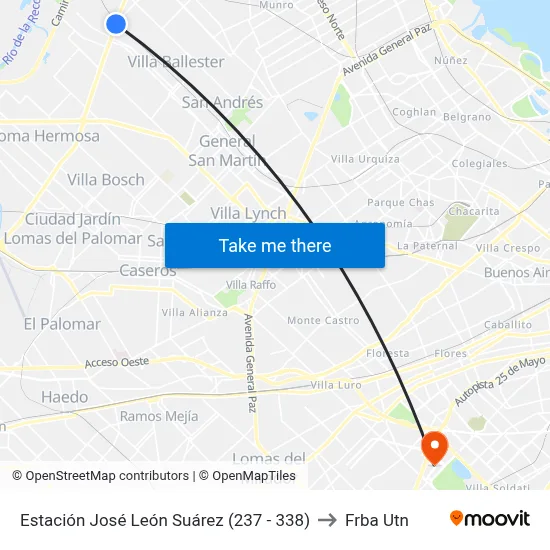 Estación José León Suárez (237 - 338) to Frba Utn map