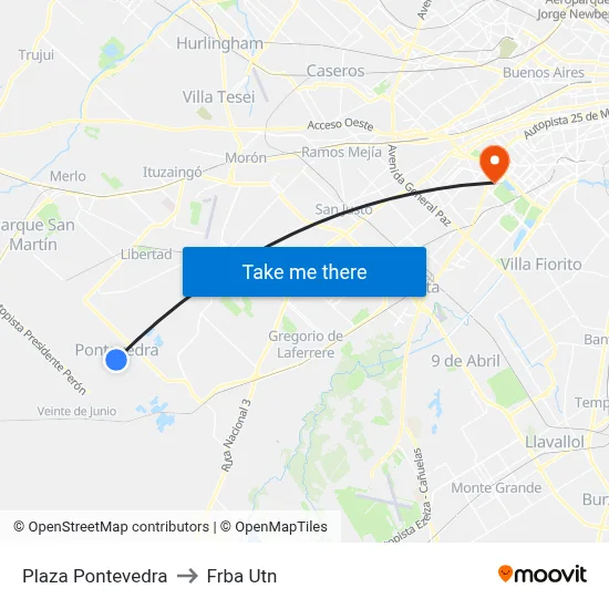 Plaza Pontevedra to Frba Utn map