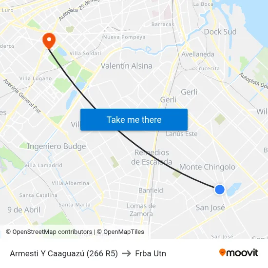 Armesti Y Caaguazú (266 R5) to Frba Utn map