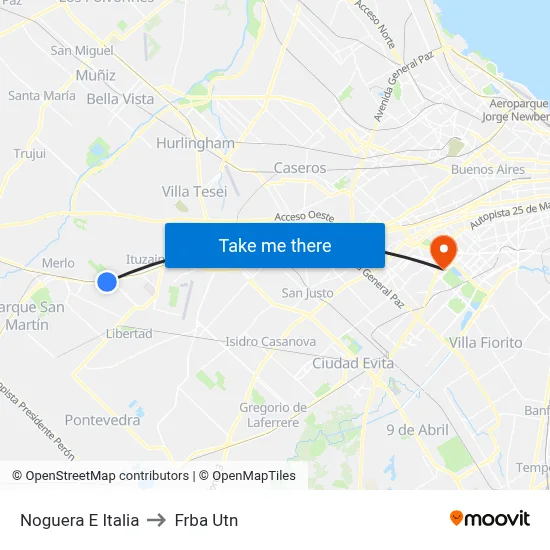 Noguera E Italia to Frba Utn map