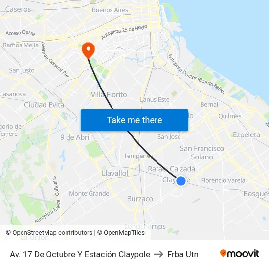 Av. 17 De Octubre Y Estación Claypole to Frba Utn map