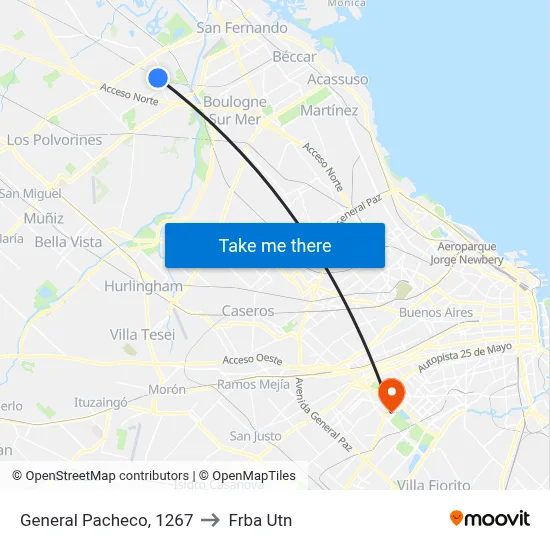 General Pacheco, 1267 to Frba Utn map
