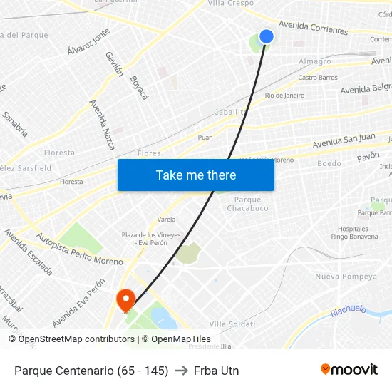 Parque Centenario (65 - 145) to Frba Utn map