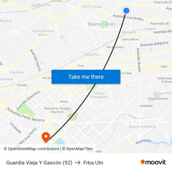 Guardia Vieja Y Gascón (92) to Frba Utn map